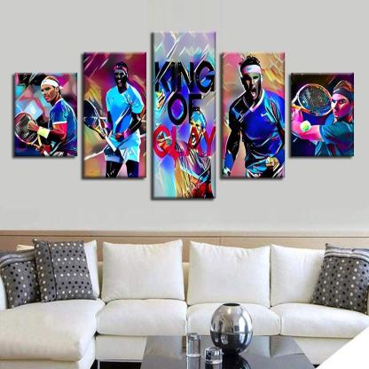 Rafael Nadal 5 Piece HD Multi Panel Canvas Wall Art-Original Frame