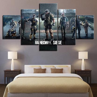 Rainbow Six Siege 5 Piece HD Multi Panel Canvas Wall Art Frame-Original Frame