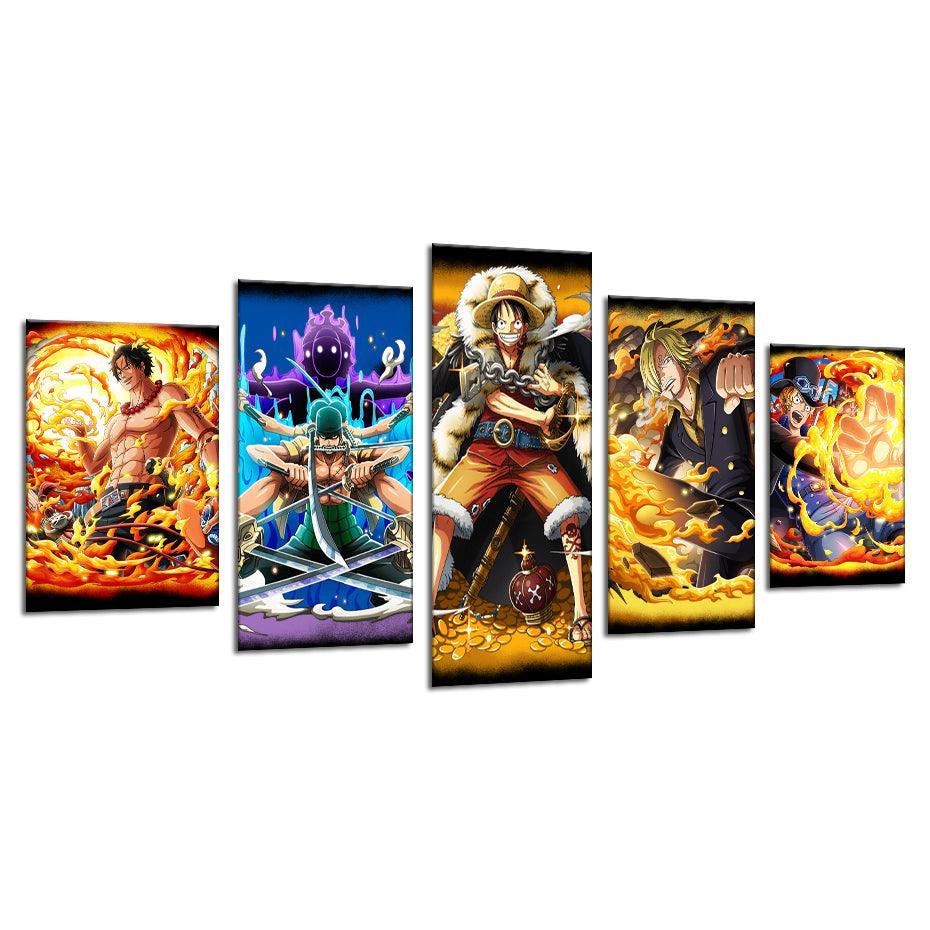 One Piece Manga 5 Piece HD Multi Panel Canvas Wall Art Frame-Original Frame