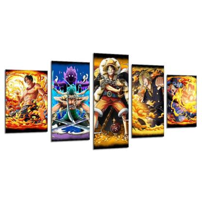 One Piece Manga 5 Piece HD Multi Panel Canvas Wall Art Frame-Original Frame