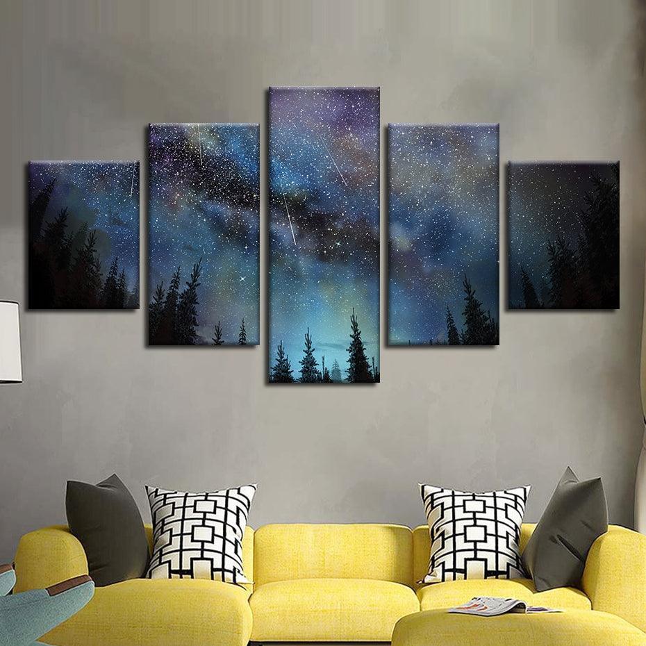 Stunning Starry Sky 5 Piece HD Multi Panel Canvas Wall Art Frame-Original Frame