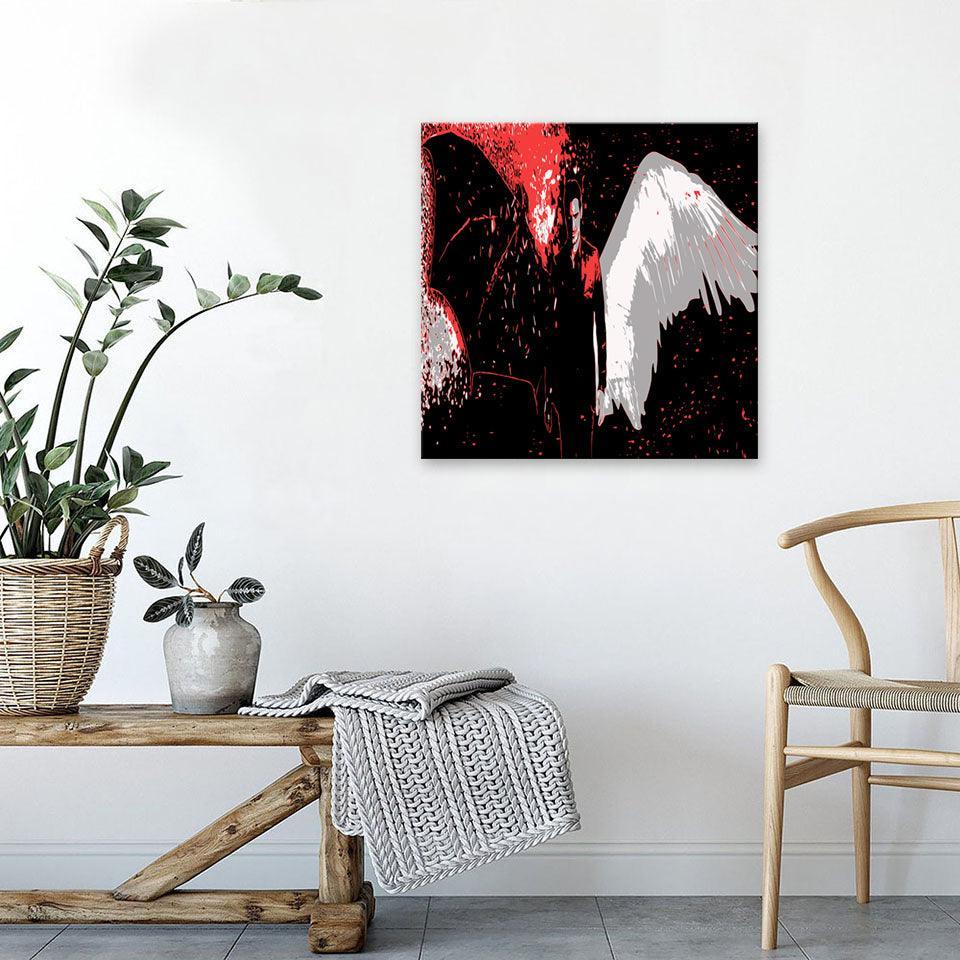 Black & Red Lucifer´s 1 Piece HD Multi Panel Canvas Wall Art Frame-Original Frame