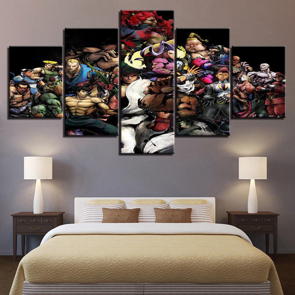 The Fighters Cartoon 5 Piece HD Multi Panel Canvas Wall Art Frame-Original Frame