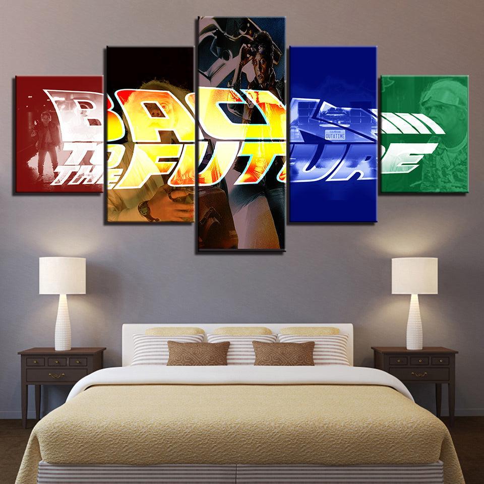 Back To The Future 5 Piece HD Multi Panel Canvas Wall Art Frame-Original Frame