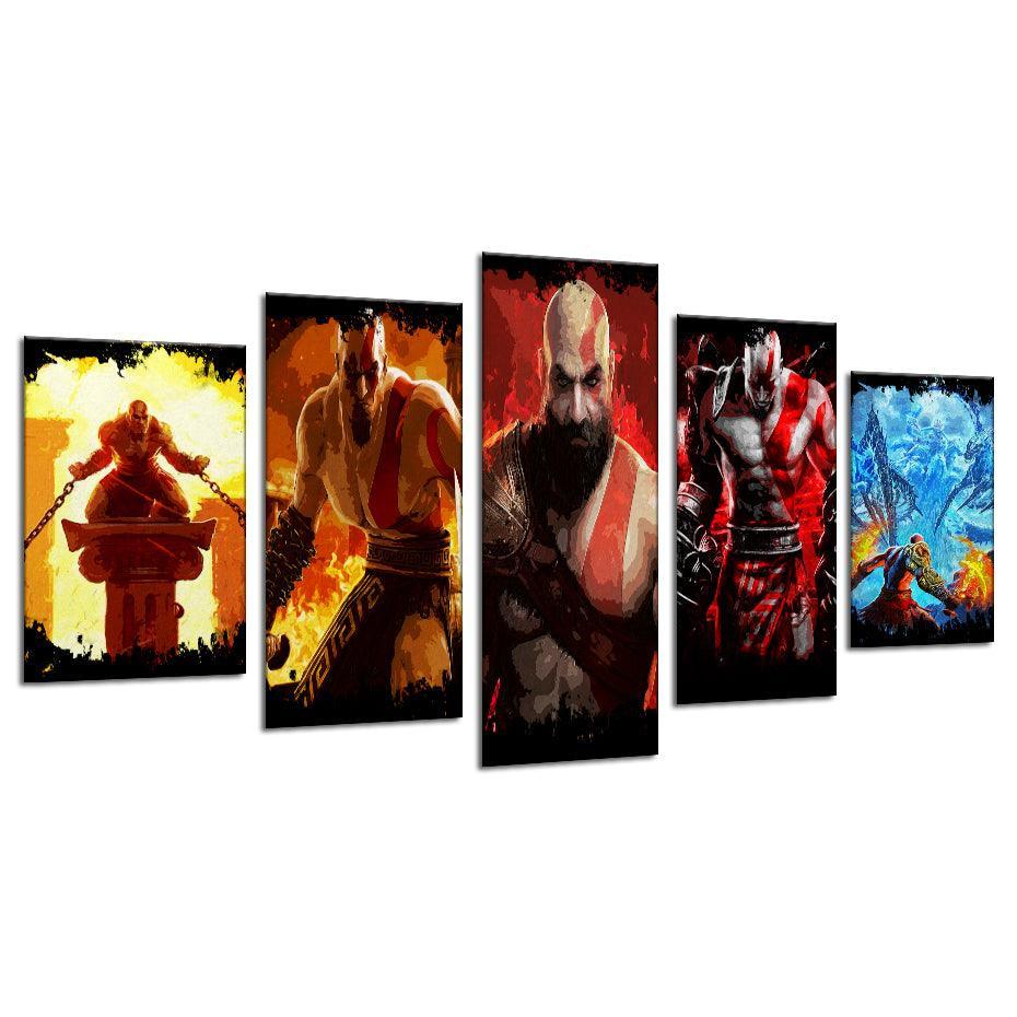 God Of Wars 5 Piece HD Multi Panel Canvas Wall Art Frame-Original Frame