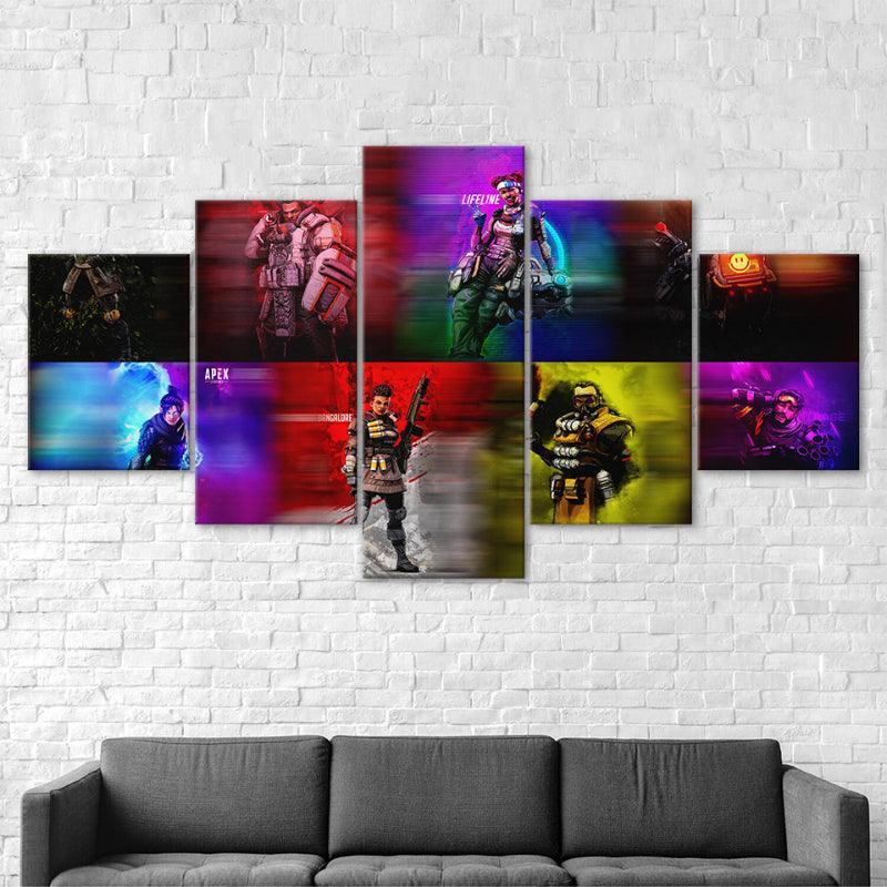 Apex Legends Bright Shine Multi Character 5 Piece HD Wall Art Frame-Original Frame