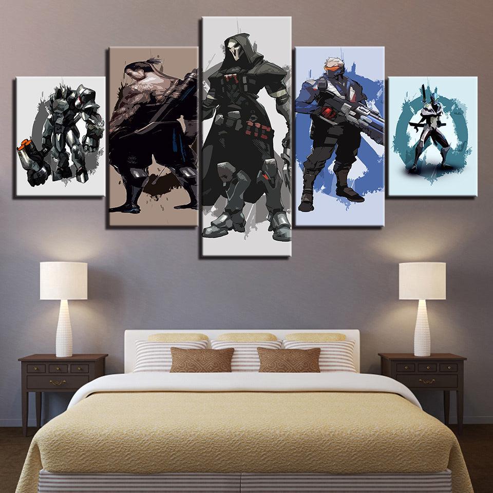 The Killer Team Cartoon 5 Piece HD Multi Panel Canvas Wall Art Frame-Original Frame