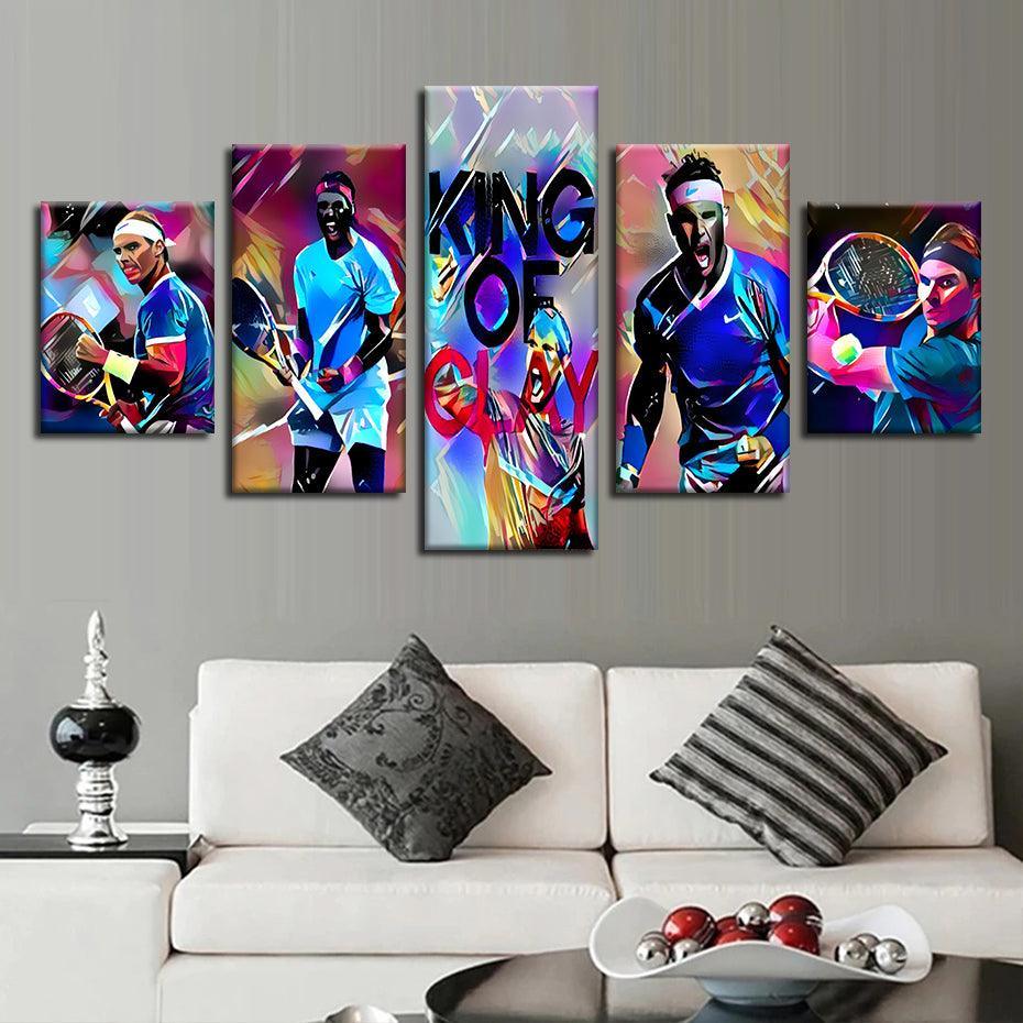 Rafael Nadal 5 Piece HD Multi Panel Canvas Wall Art-Original Frame