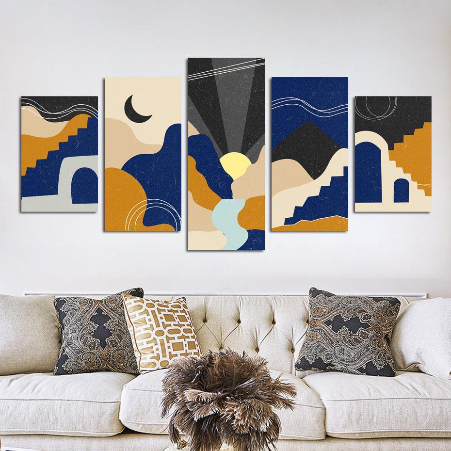 Beautiful Midnight Art 5 Piece HD Multi Panel Canvas Wall Art Frame-Original Frame