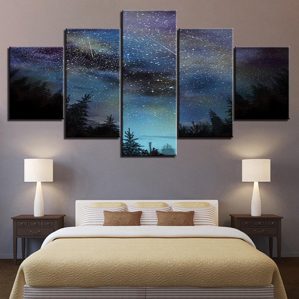 The Night Sky 5 Piece HD Multi Panel Canvas Wall Art Frame-Original Frame