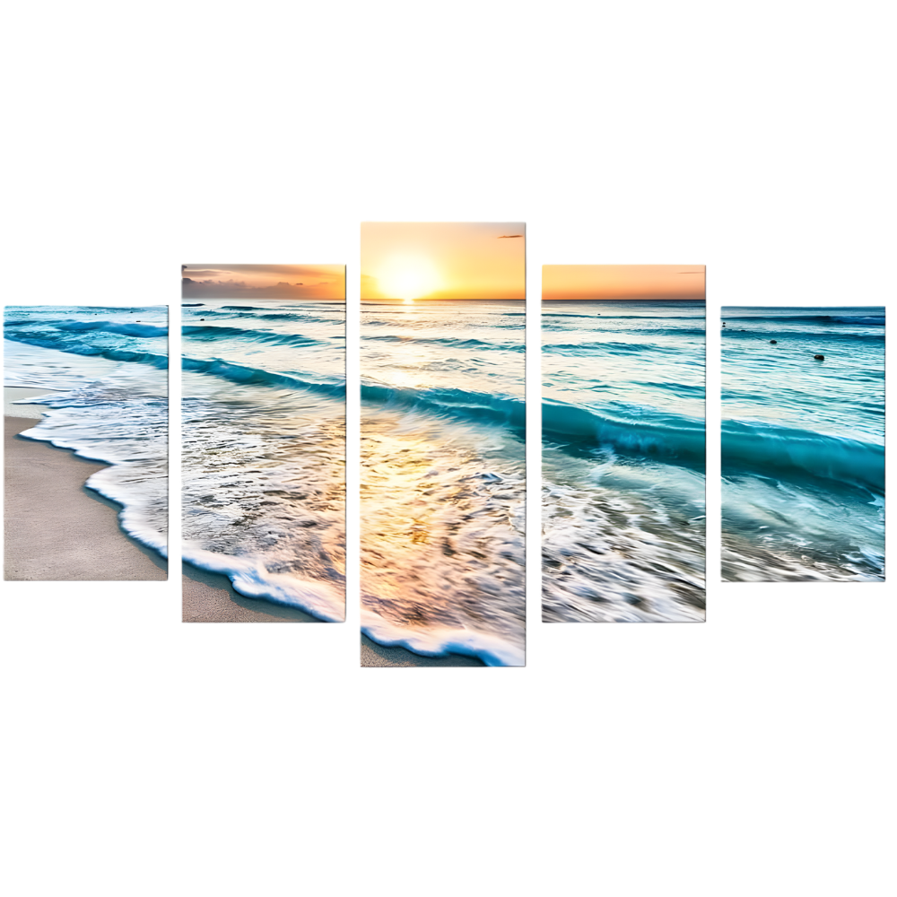 5 Piece Ocean Sunset Seascape Canvas Wall Art