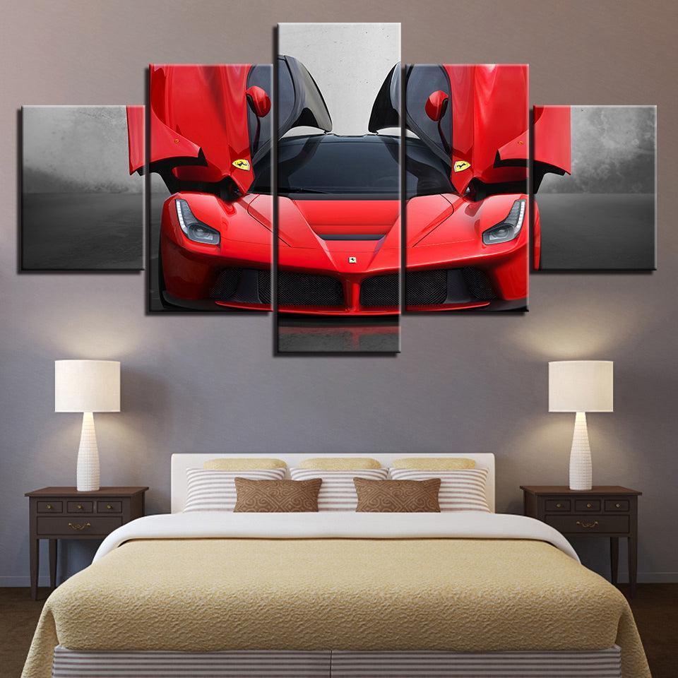 Luxury Ferrari Car 5 Piece HD Multi Panel Canvas Wall Art Frame-Original Frame