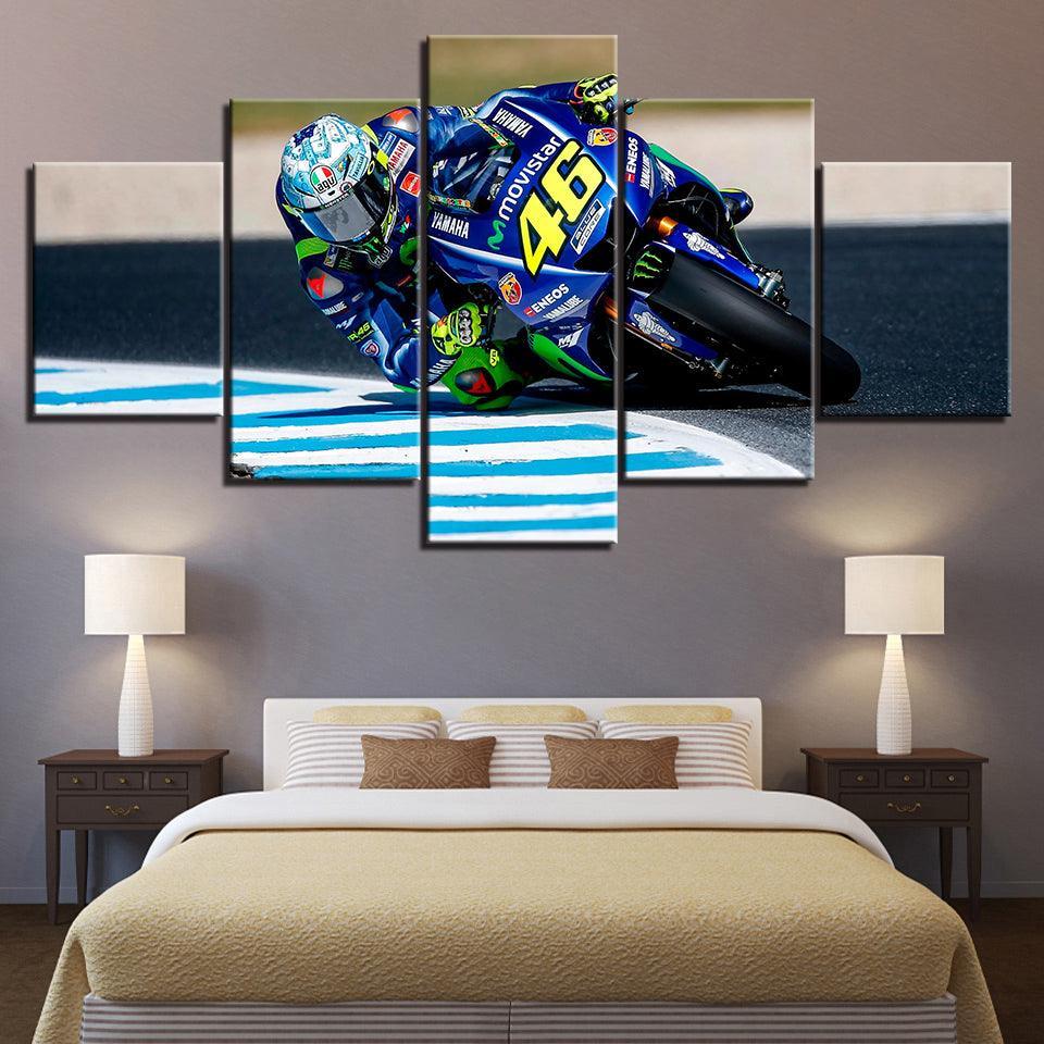 Motorcycle Race 5 Piece HD Multi Panel Canvas Wall Art Frame-Original Frame