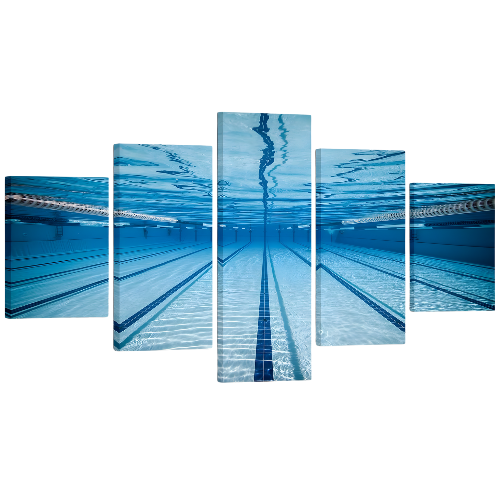 Underwater Swimming Pool Panorama Canvas Wall Art Set