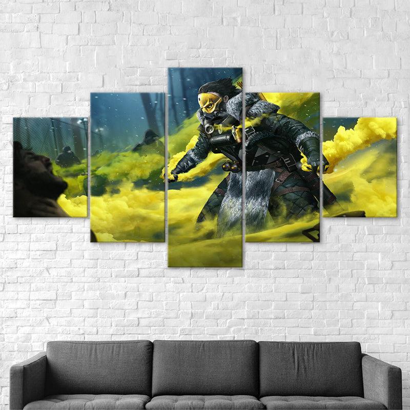 Apex Legends - A Yellow Bash 5 Piece HD Multi Panel Canvas Wall Art-Original Frame