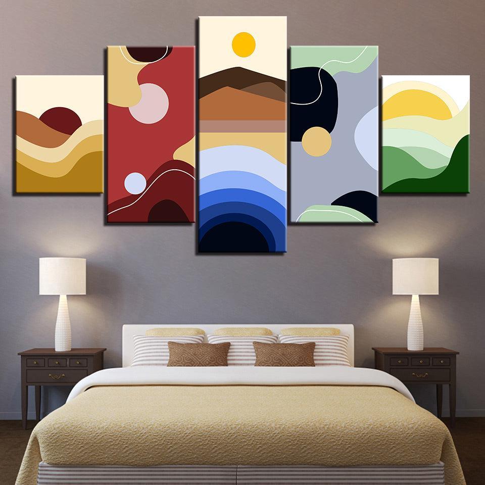 The Abstract Landscapes 5 Piece HD Multi Panel Canvas Wall Art Frame-Original Frame