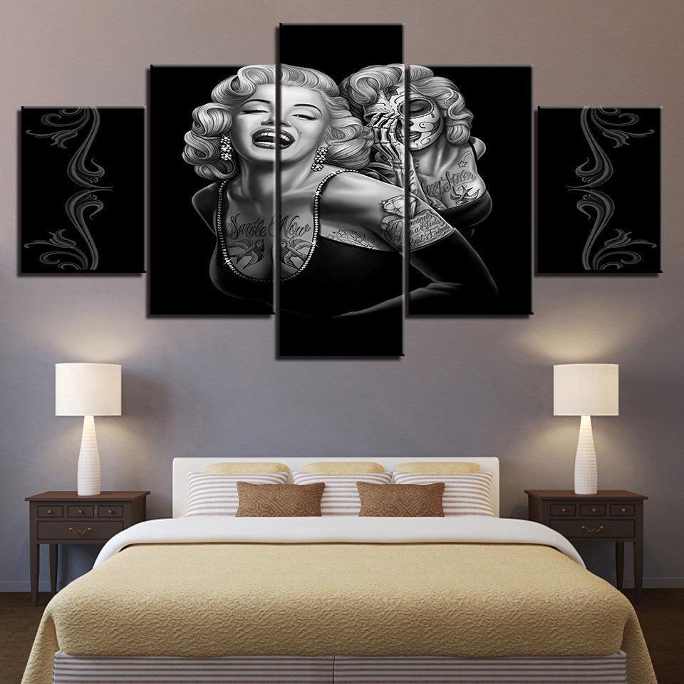 Marilyn Monroe 5 Piece HD Multi Panel Canvas Wall Art Frame-Original Frame