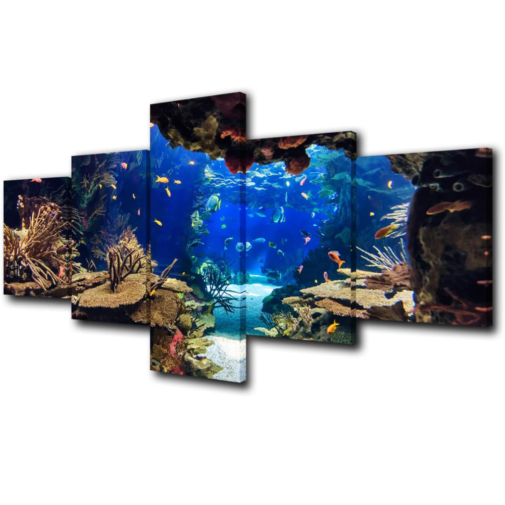 5 Pieces Underwater World Ocean Fish Canvas Wall Art Set