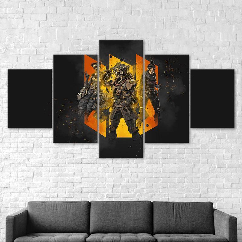 Apex Legends 5 Piece Matt Black 3D Panel Canvas Wall Art Frame-Original Frame