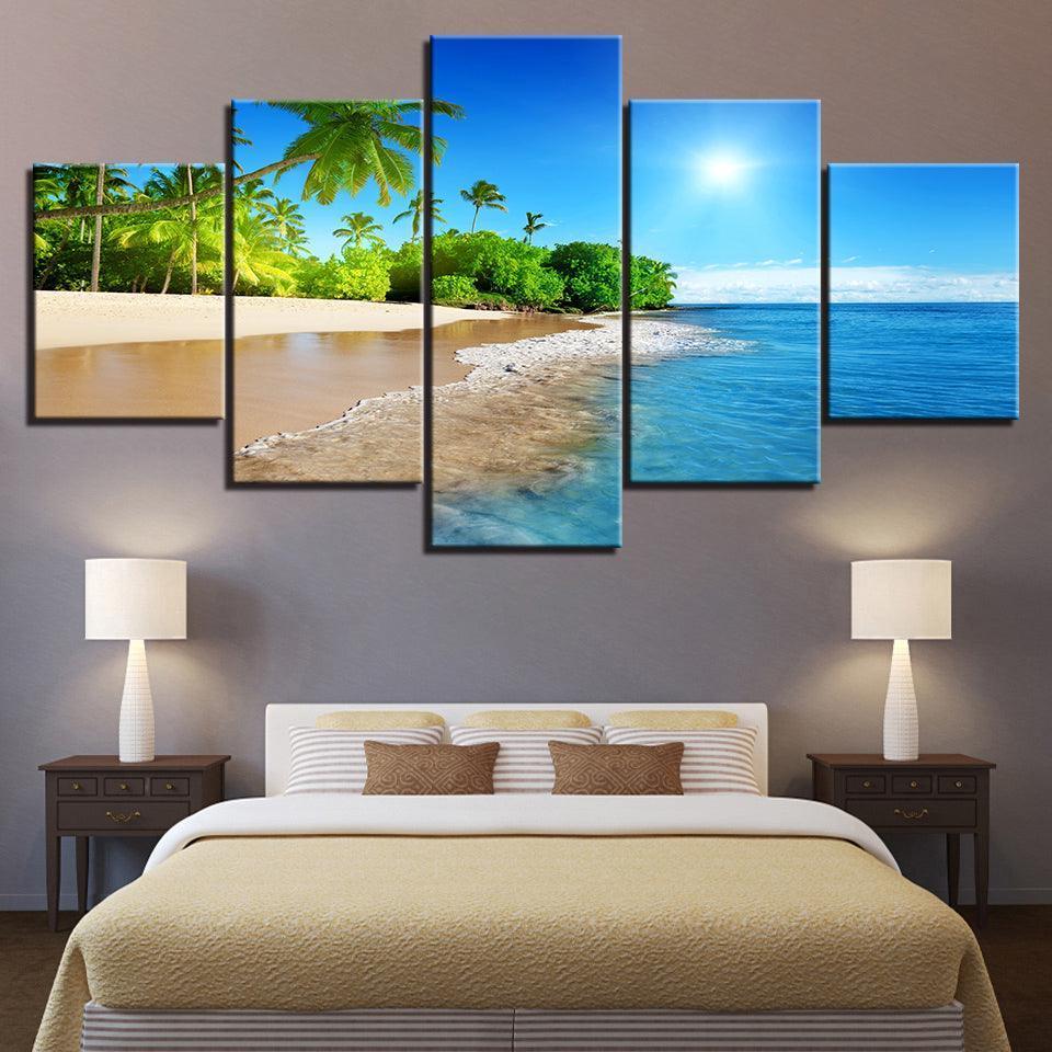 Sunny Beach HD Multi Panel Canvas Wall Art Frame-Original Frame