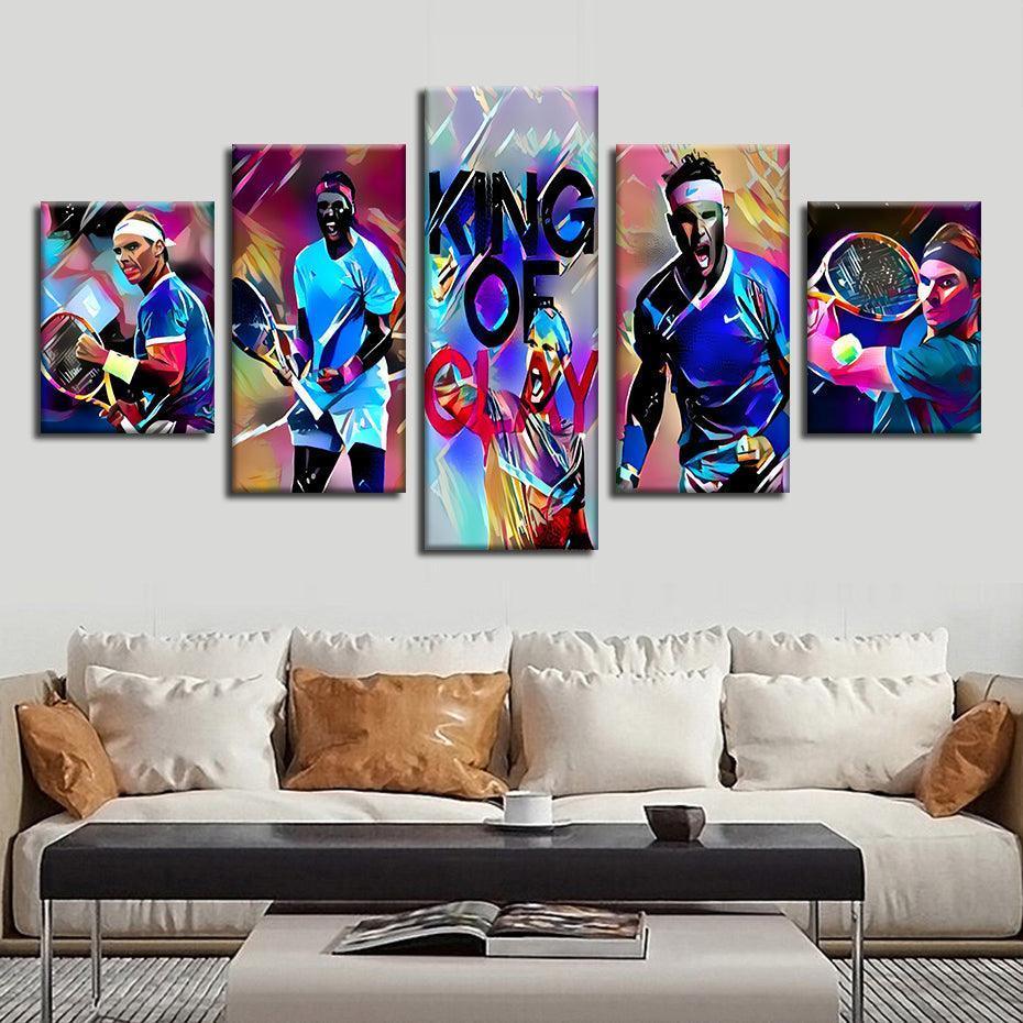 Rafael Nadal 5 Piece HD Multi Panel Canvas Wall Art-Original Frame