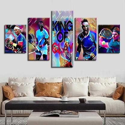 Rafael Nadal 5 Piece HD Multi Panel Canvas Wall Art-Original Frame