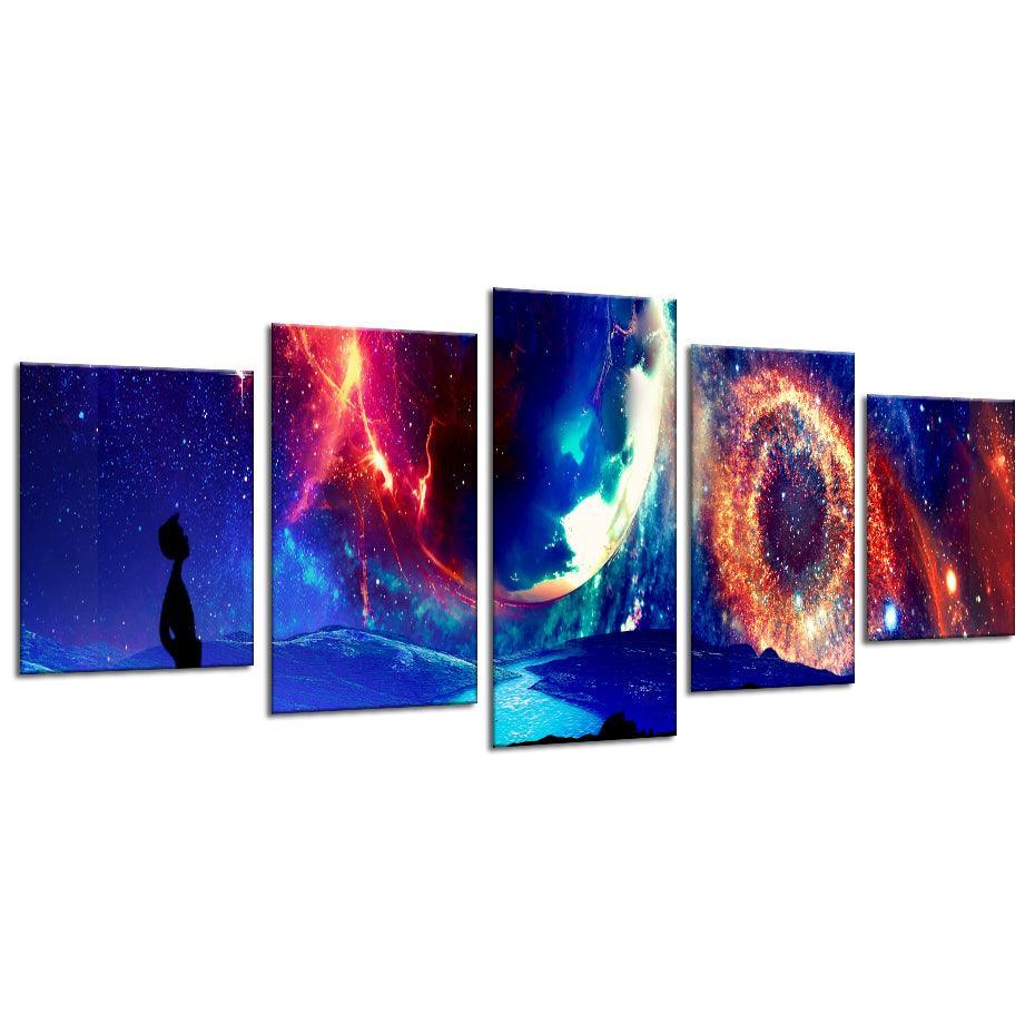 Galaxy Sky 5 Piece HD Multi Panel Canvas Wall Art Frame-Original Frame