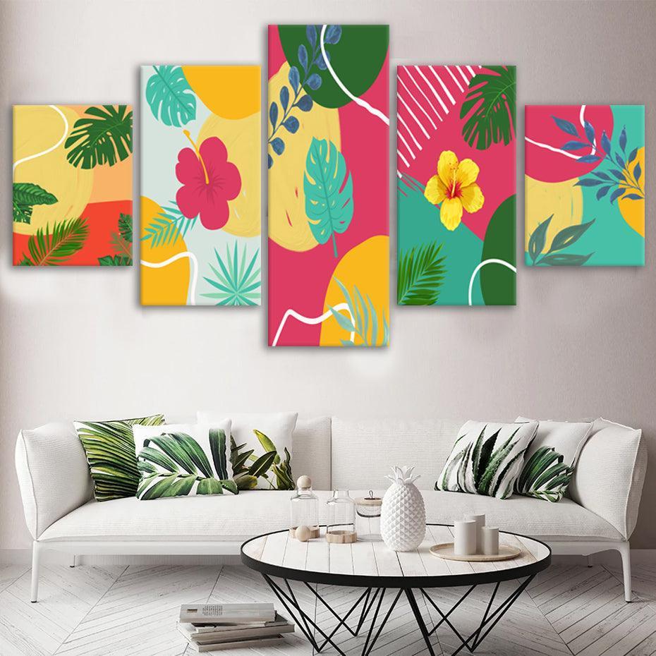 Tropical Hawaii 5 Piece HD Multi Panel Canvas Wall Art Frame-Original Frame