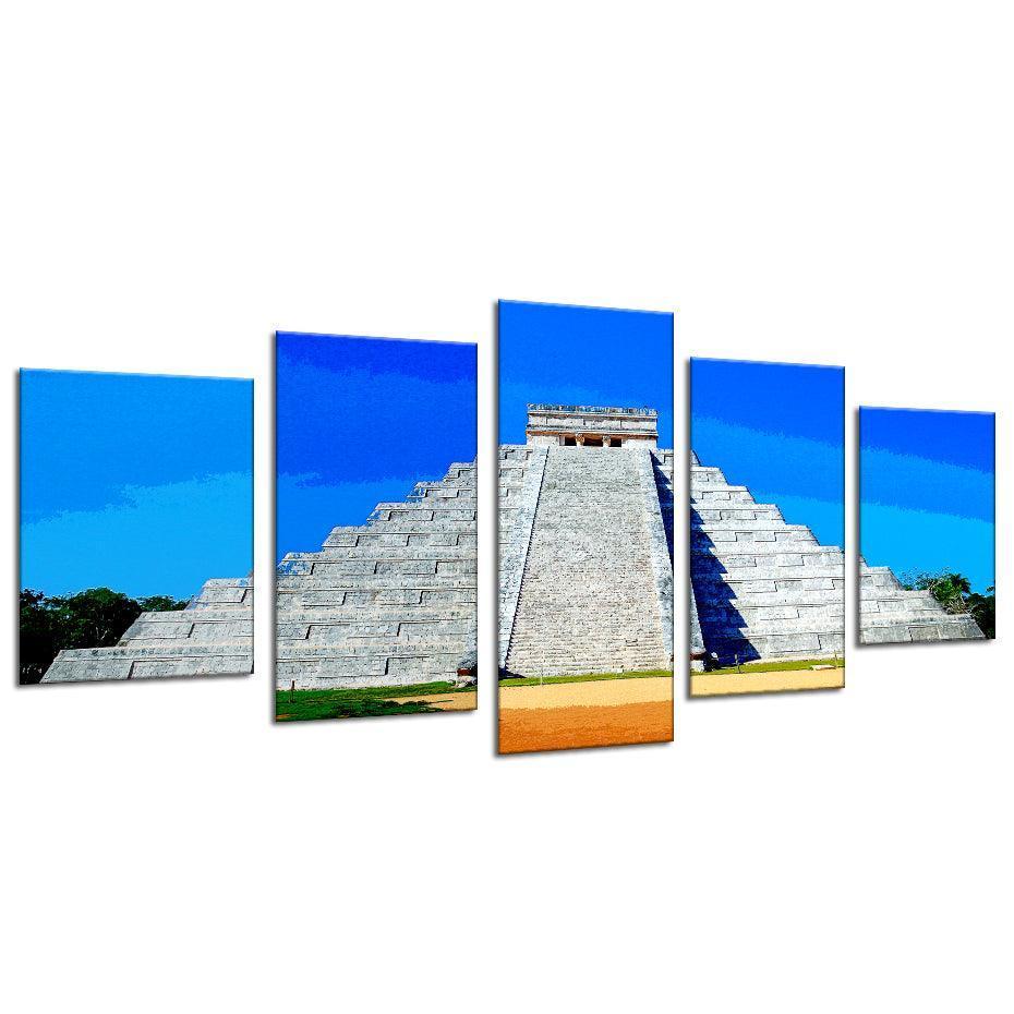 Chichen-Itza 5 Piece HD Multi Panel Canvas Wall Art Frame-Original Frame