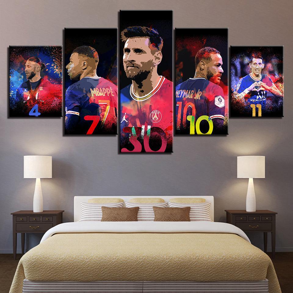 Paris Saint Germain Soccer 5 Piece HD Multi Panel Canvas Wall Art Frame-Original Frame