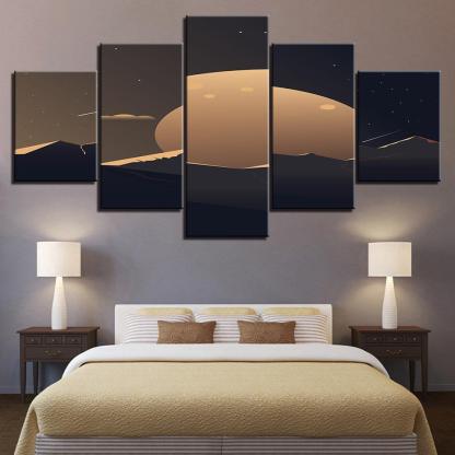 The Abstract Moon Of The Desert 5 Piece HD Multi Panel Canvas Wall Art Frame-Original Frame