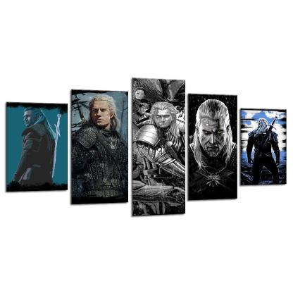 The Witcher 5 Piece HD Multi Panel Canvas Wall Art Frame-Original Frame
