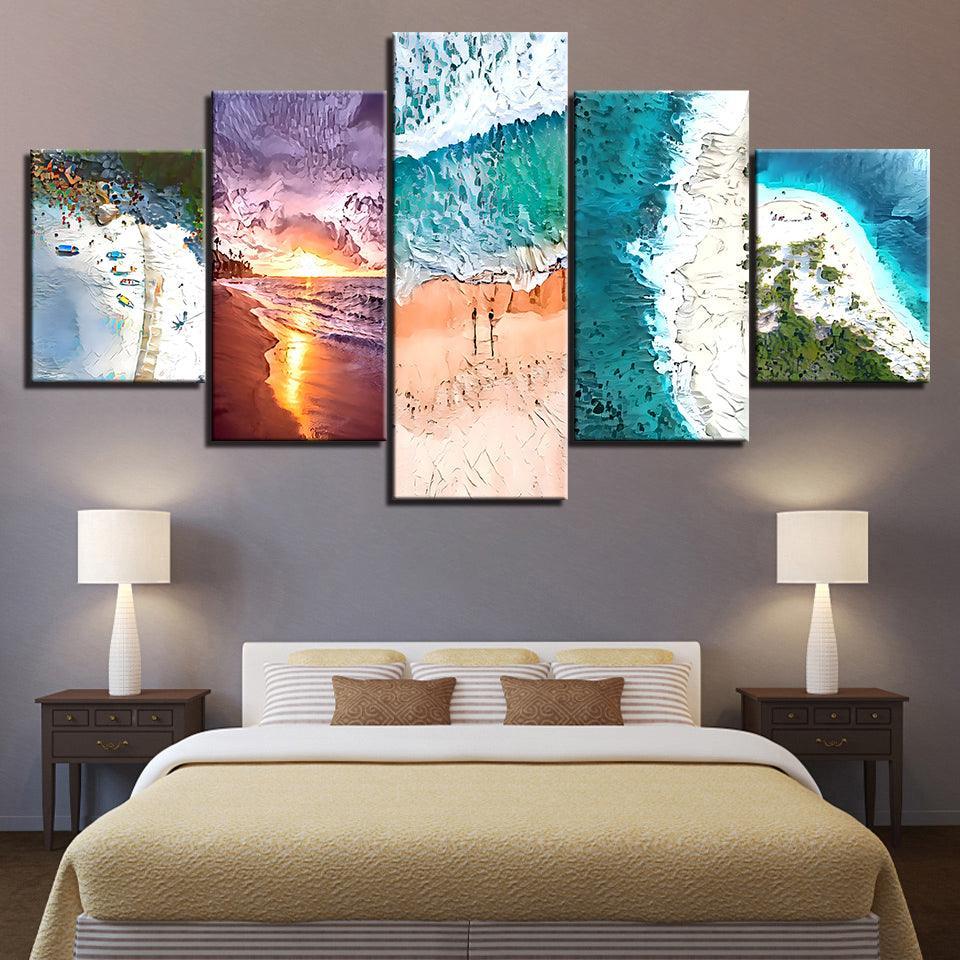 The Abstract Beaches Collection 5 Piece HD Multi Panel Canvas Wall Art Frame-Original Frame