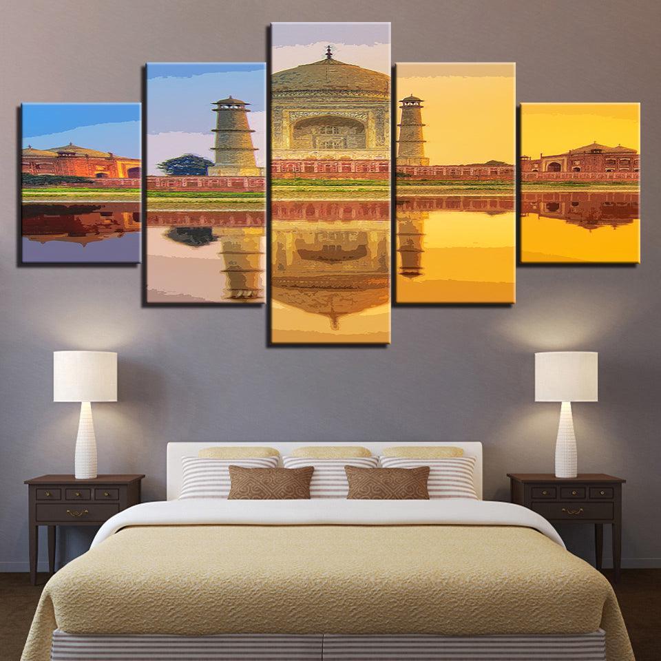 The Sunset From The Palace 5 Piece HD Multi Panel Canvas Wall Art Frame-Original Frame