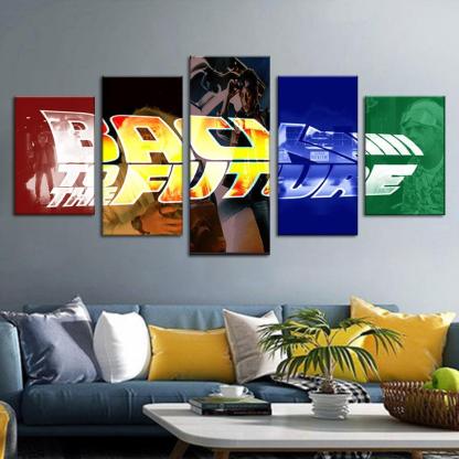 Back To The Future 5 Piece HD Multi Panel Canvas Wall Art Frame-Original Frame