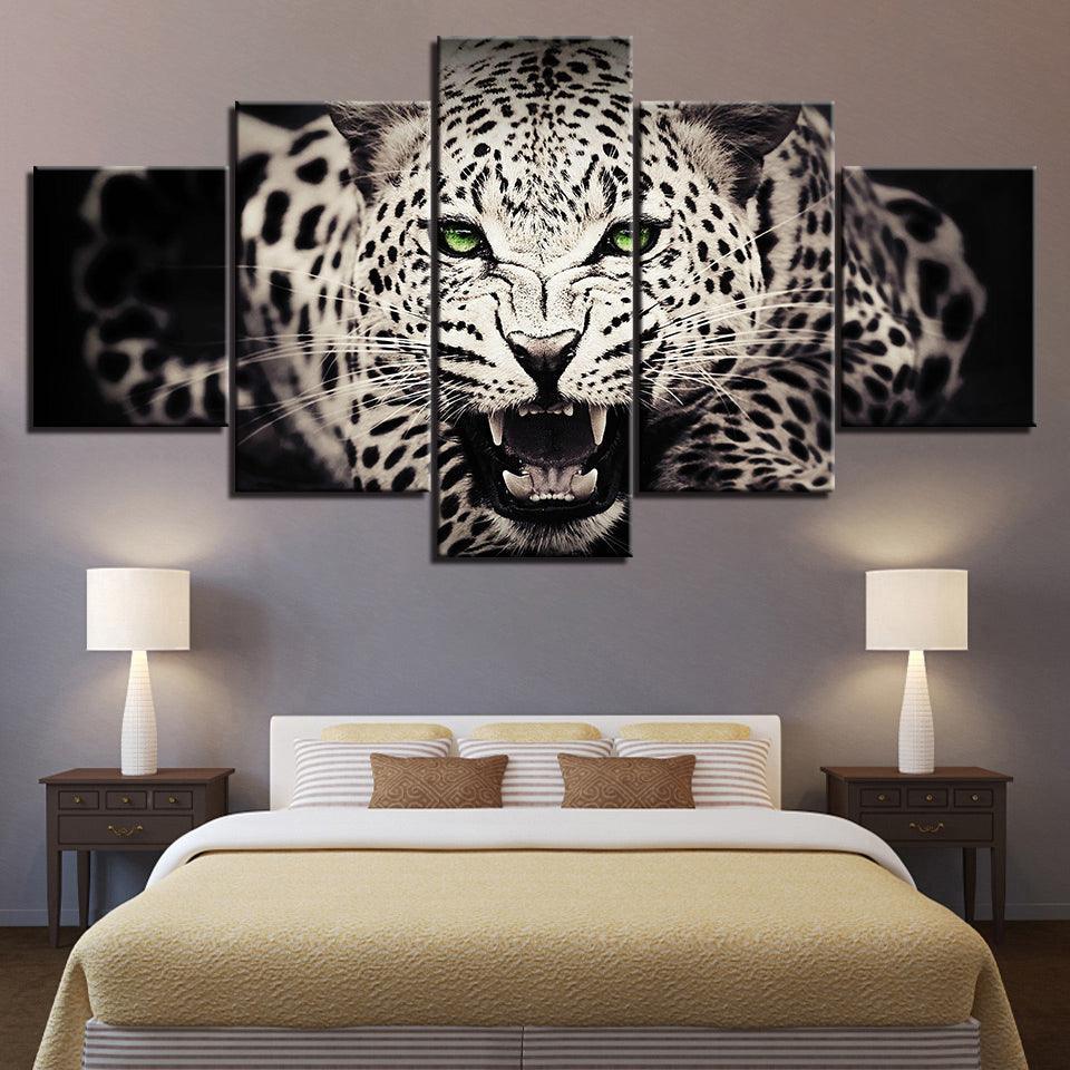 Wild Feline 5 Piece HD Panel Canvas Wall Art Frame-Original Frame