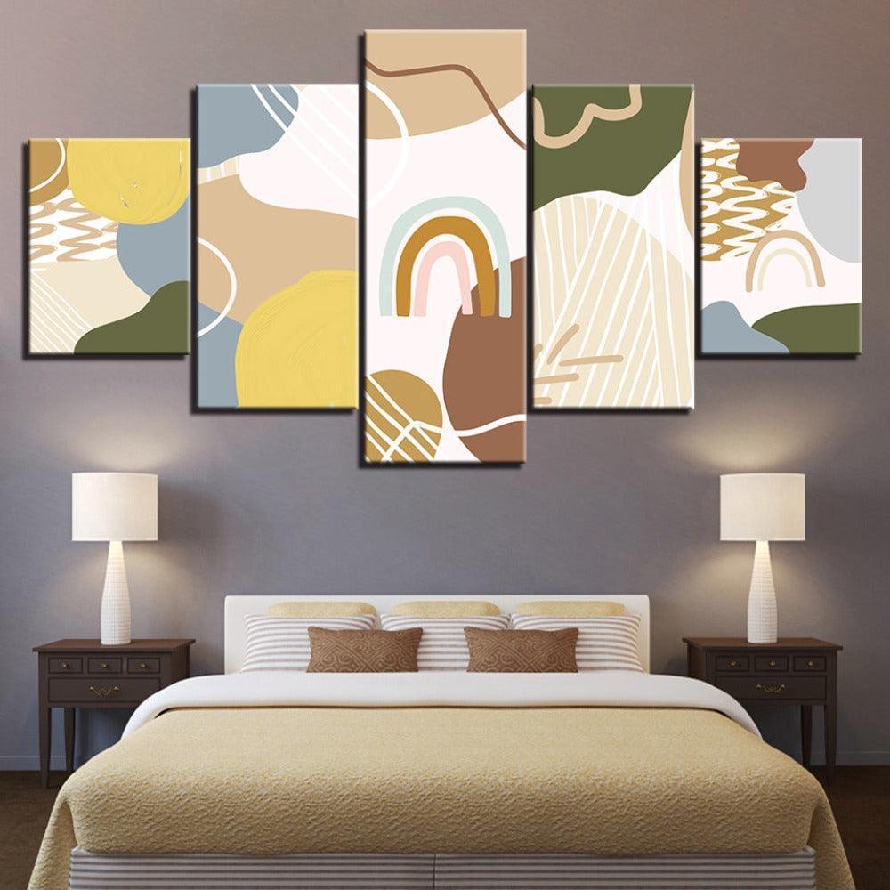 The Abstract Rainbow 5 Piece HD Multi Panel Canvas Wall Art Frame-Original Frame