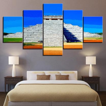 The Mexican Pyramid Collection 5 Piece HD Multi Panel Canvas Wall Art Frame-Original Frame