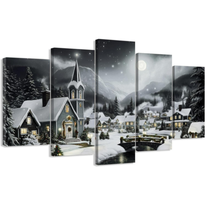 Christmas Wall Art 5 Pieces Large Christmas Church Pictures Wall