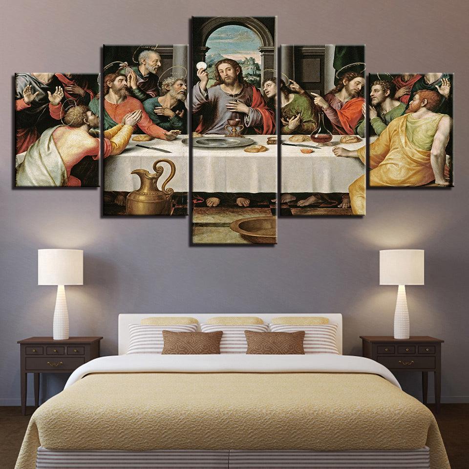 The Last Supper HD 5 Piece Panel Canvas Wall Art Frame-Original Frame