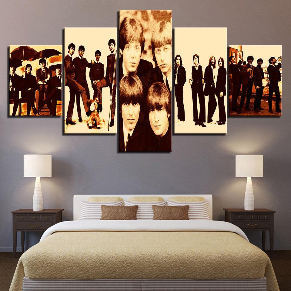 The Beatles 5 Piece HD Multi Panel Canvas Wall Art Frame-Original Frame