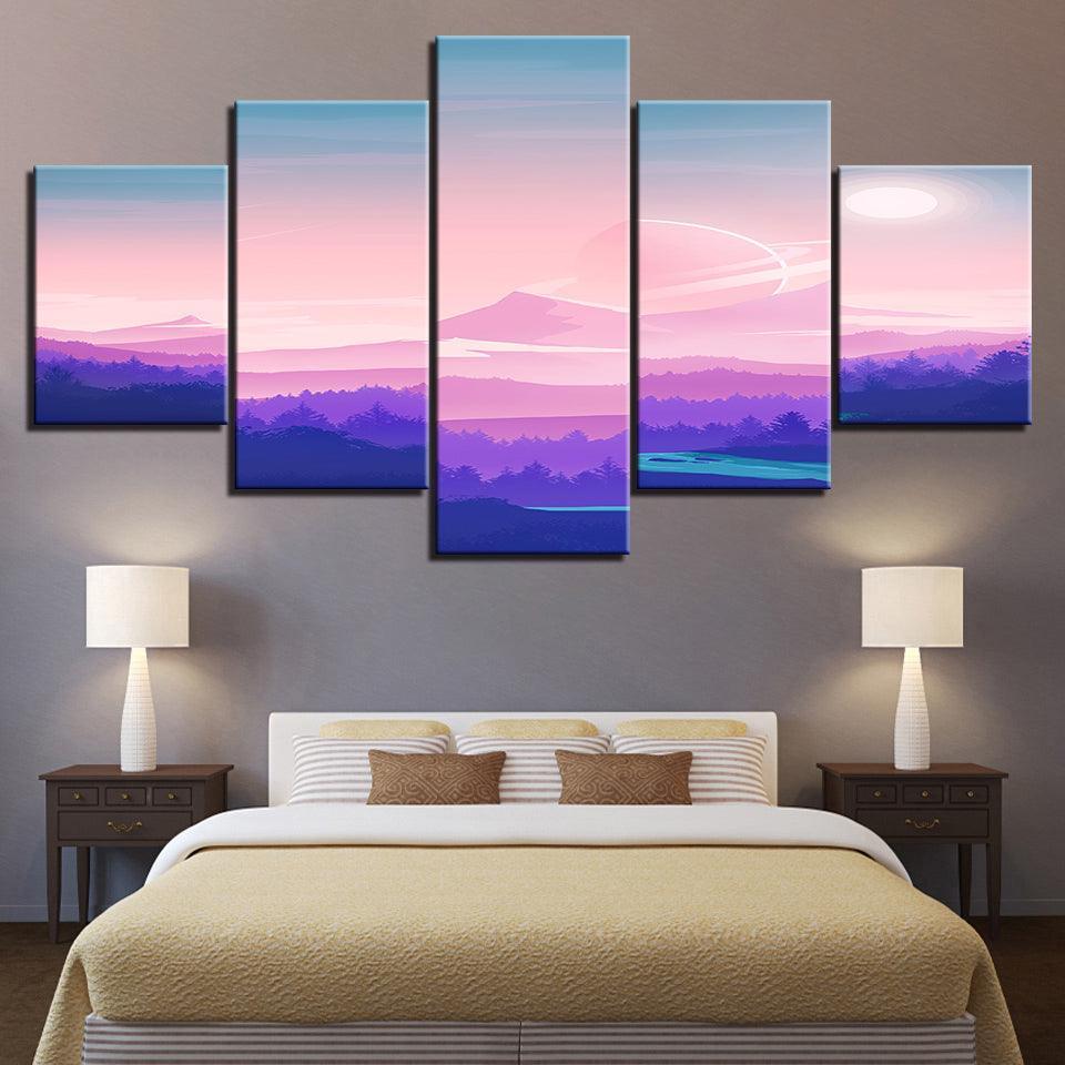 The Pink Collection 5 Piece HD Multi Panel Canvas Wall Art Frame-Original Frame