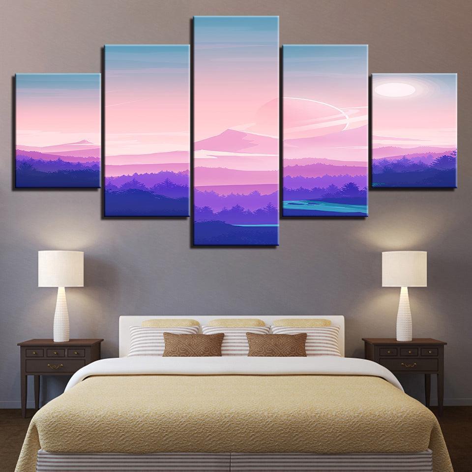 The Pink Collection 5 Piece HD Multi Panel Canvas Wall Art Frame-Original Frame