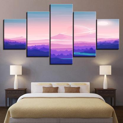 The Pink Collection 5 Piece HD Multi Panel Canvas Wall Art Frame-Original Frame