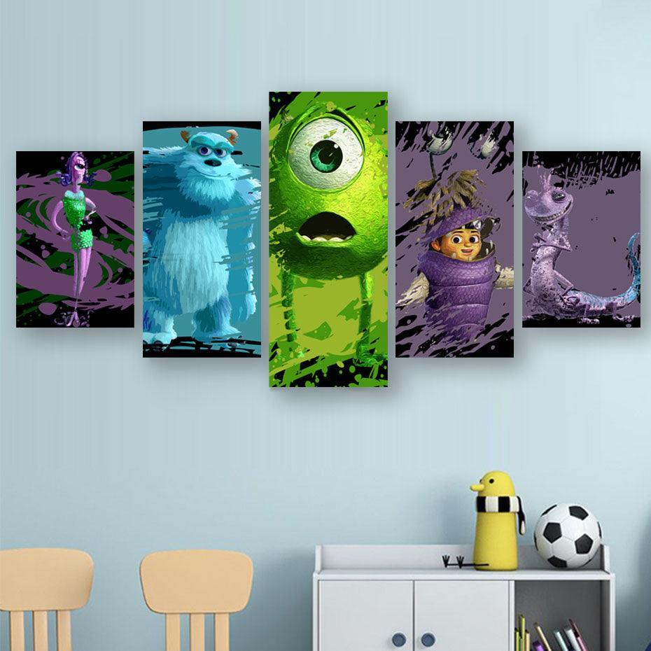 Monsters Inc. 5 Piece HD Multi Panel Canvas Wall Art Frame-Original Frame