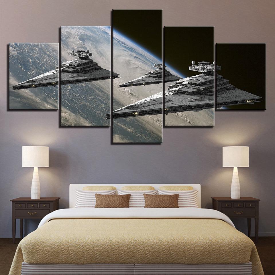 Space Ship 5 Piece HD Multi Panel Canvas Wall Art Frame-Original Frame