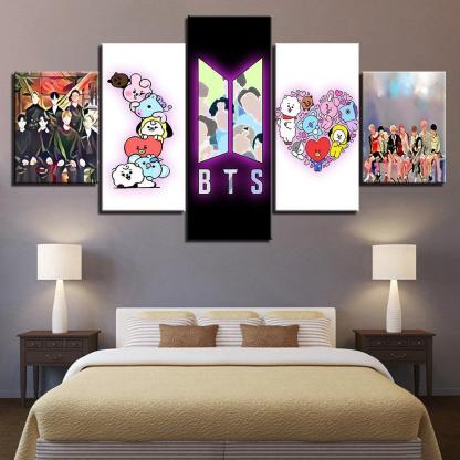 BTS 5 Piece HD Multi Panel Canvas Wall Art Frame-Original Frame