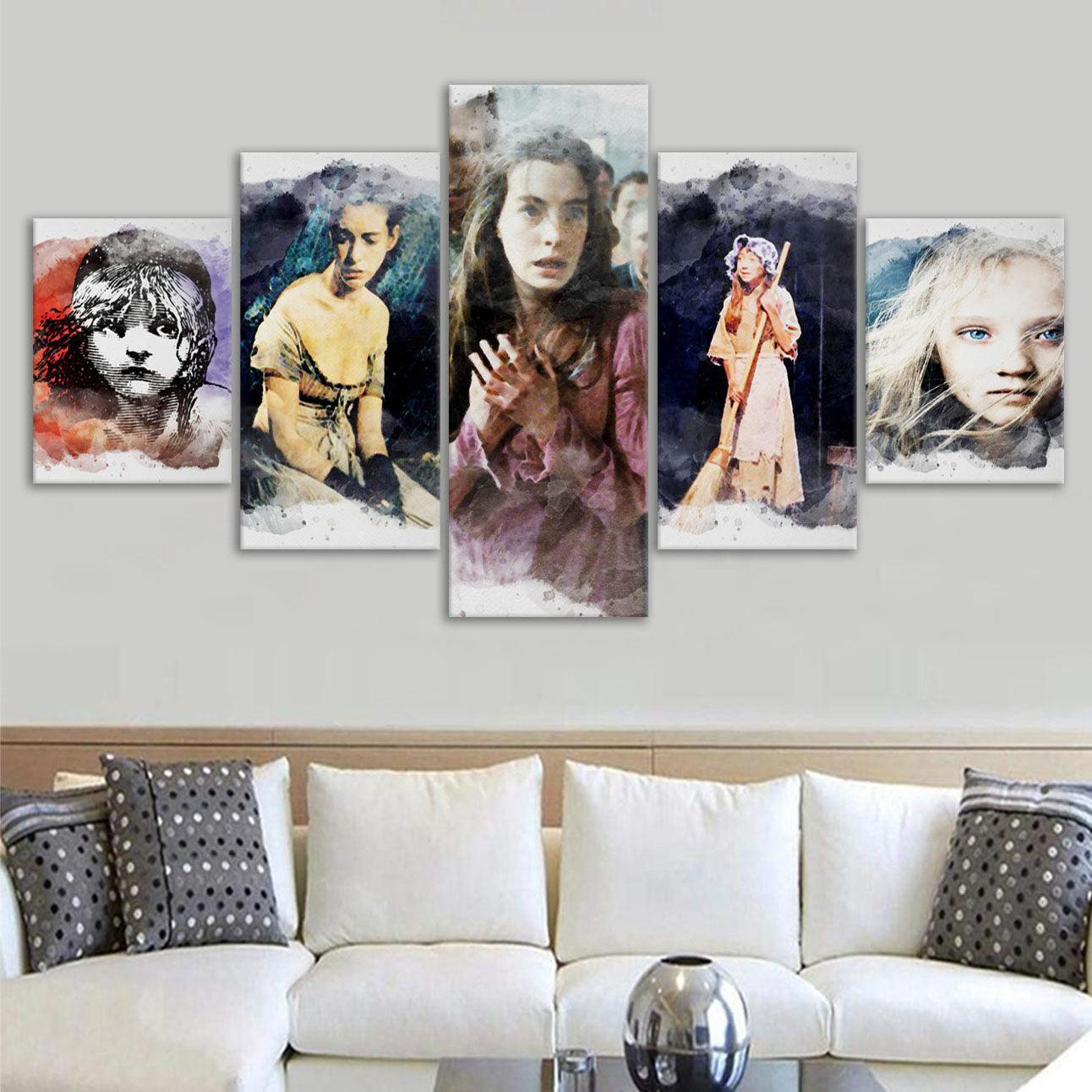 Les Miserables 5 Piece HD Multi Panel Canvas Wall Art Frame-Original Frame