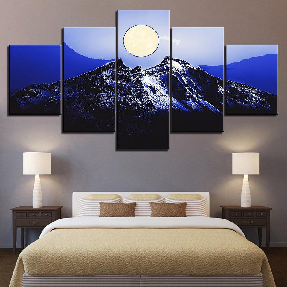 A Magical Full Moon Collection 5 Piece HD Multi Panel Canvas Wall Art Frame-Original Frame