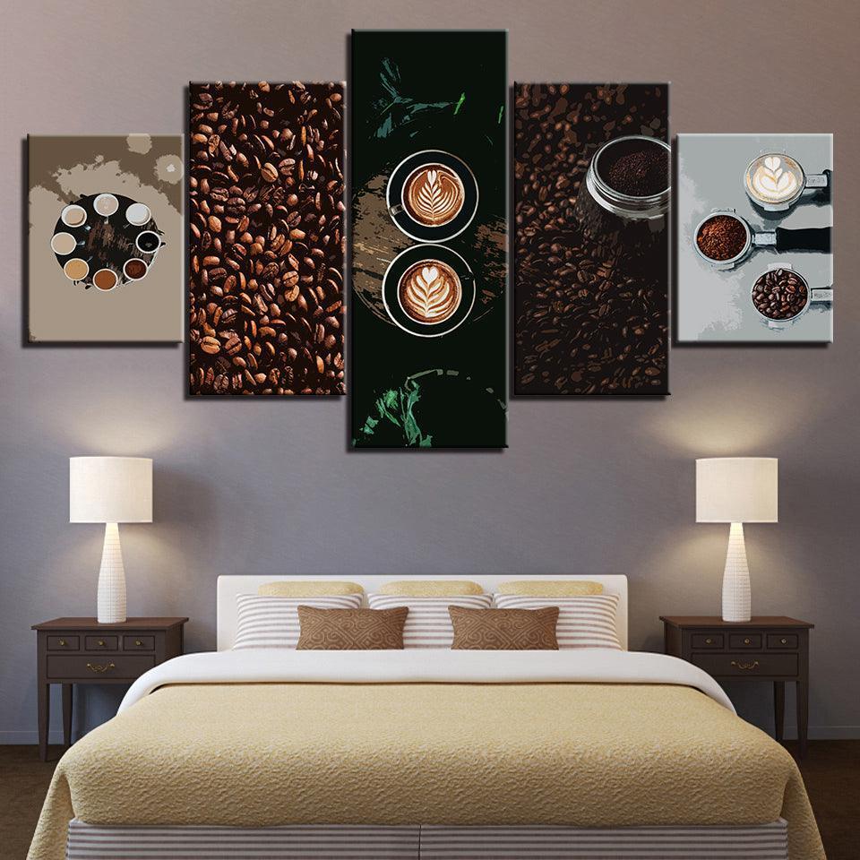 The Espresso Collection 5 Piece HD Multi Panel Canvas Wall Art Frame-Original Frame